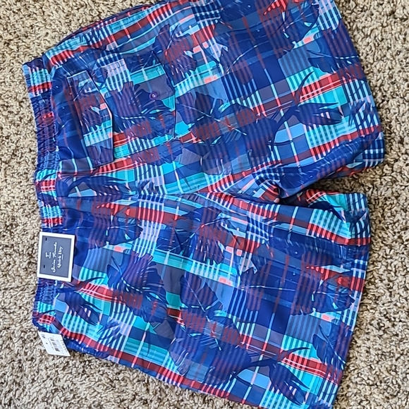 Club Room Other - Club Rm leafy blue swim trunks